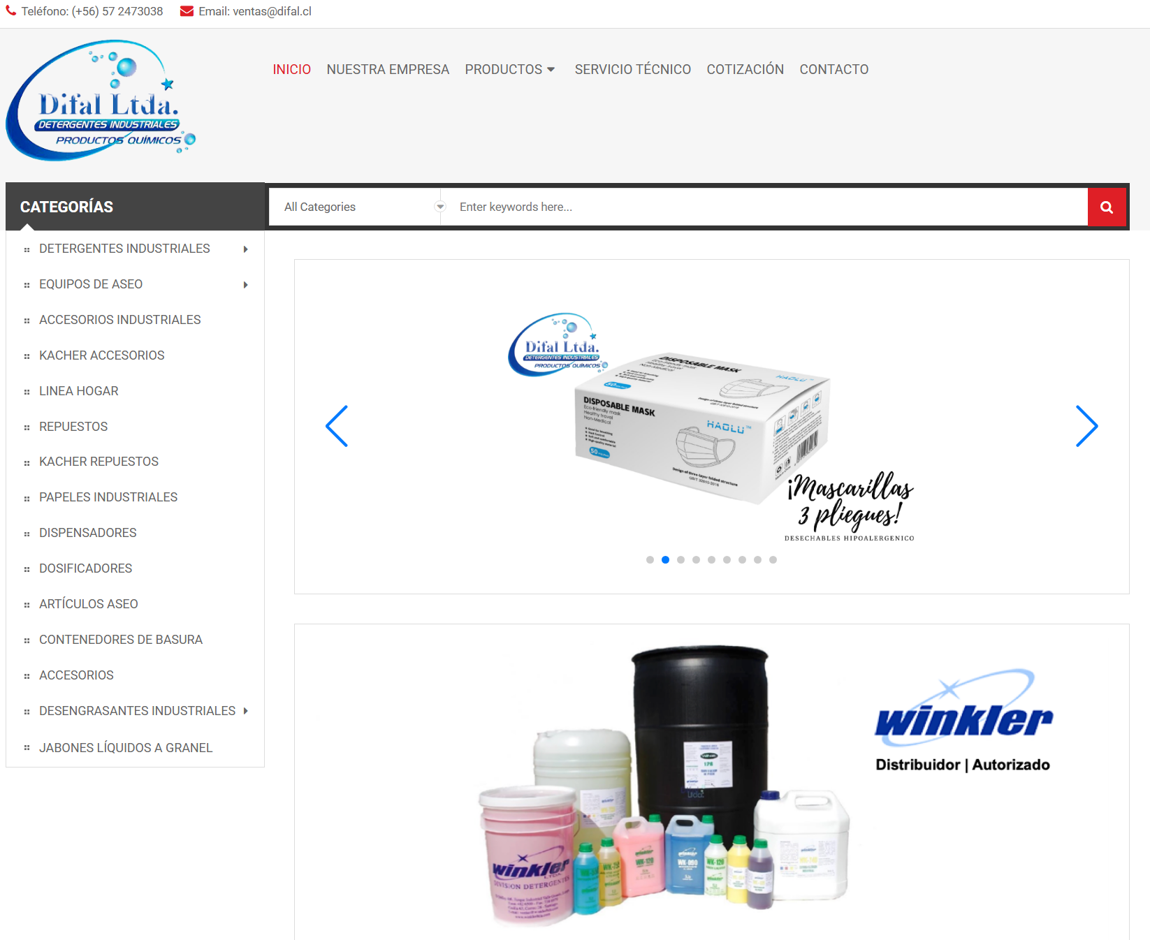 Difal Ltda. · sitio web corporativo y catálogo