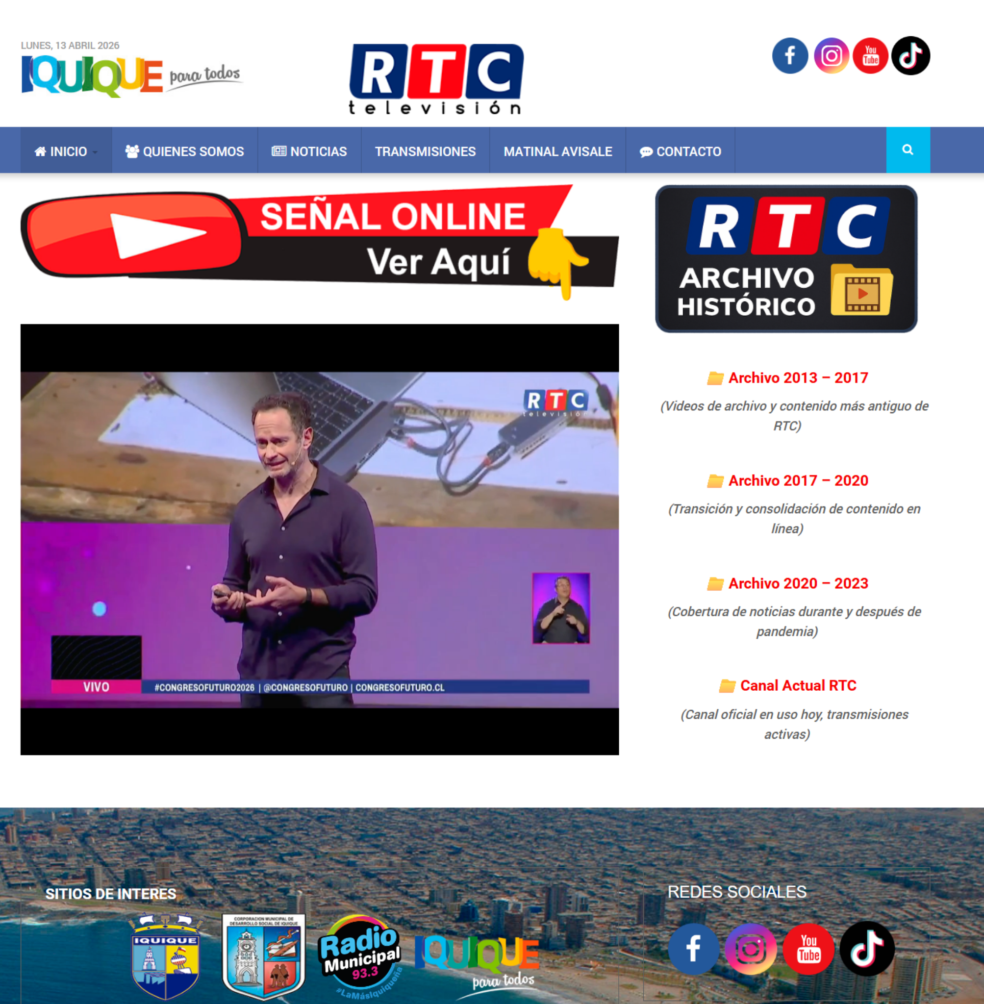 RTC Televisión · portal institucional y streaming